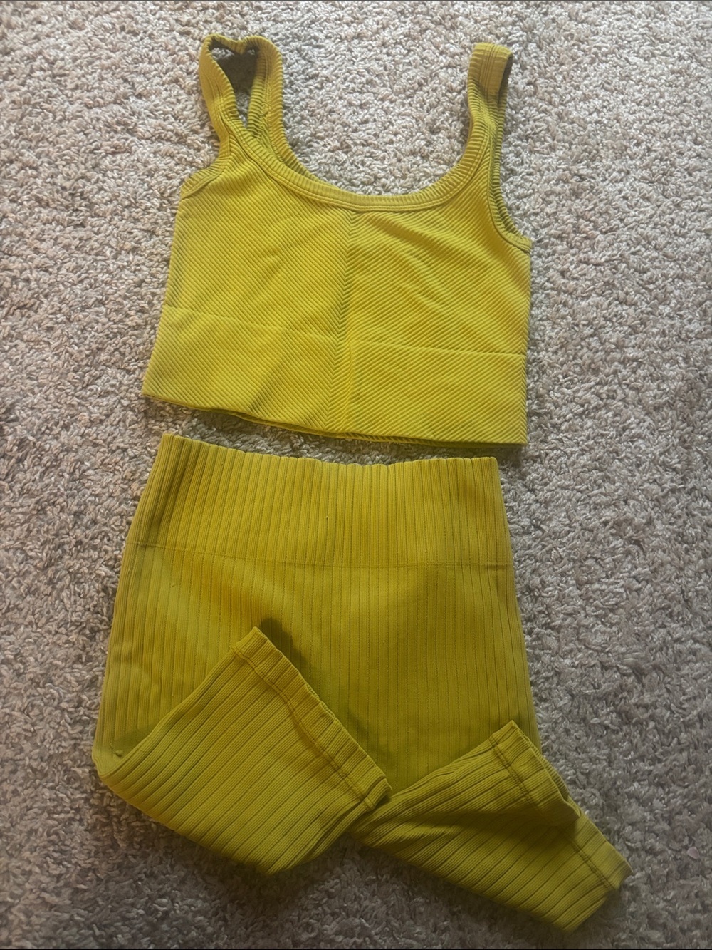 Nikibiki Yellow Ribbed Tank and Leggings Set